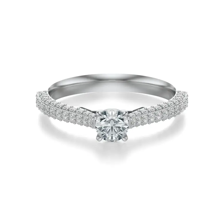 Pierścionek z białego złota z diamentami